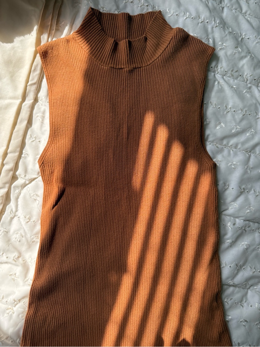 Ribbed Mock Neck Knit Tank